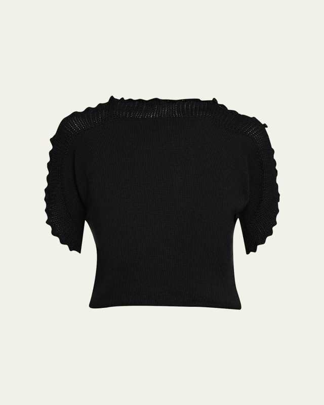 Cutout Dolman-Sleeve Knit Sweat
